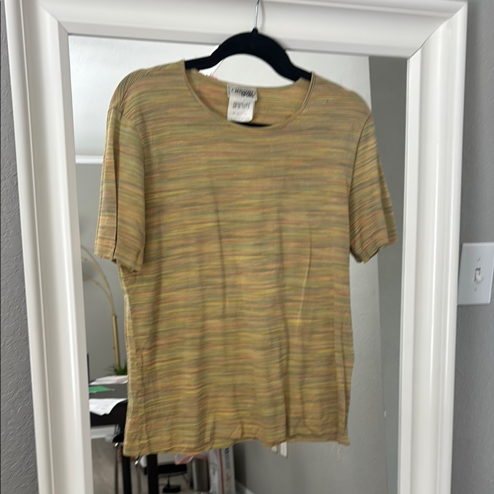 Missoni Fitted Yellow and Green Short Sleeve Tee